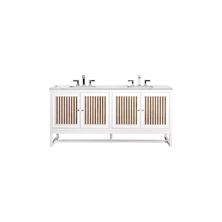 James Martin Vanities Athens 72in Double Vanity, Glossy White w/ 3 CM Ethereal Noctis Top E645-V72-GW-3ENC